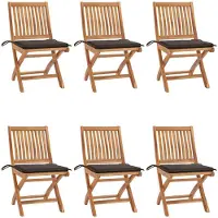 vidaXL Klapstoelen met kussens, 6 stuks, massief teakhout