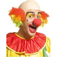 Widmann Clown pruik kaal hoofd kleurrijk