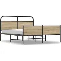 vidaXL Bedframe zonder matras metaal gerookt eikenkleurig 160x200 cm