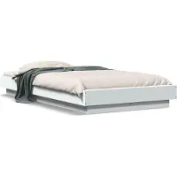 vidaXL Bedframe met LED-verlichting bewerkt hout wit 90x190 cm