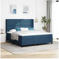 vidaXL Boxspringbed met kussen met hoofdeinde Blauw 200 x 180 cm Stof