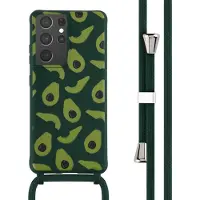 IMoshion Siliconen design hoesje met koord voor de Samsung Galaxy S21 Ultra - Avocado Green