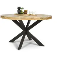 Bommel Wonen Eettafel Yucca - rond 130 cm - Mangohout Naturel - sale