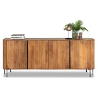De Bommel Meubelen Dressoir Amare - 200 cm - Mangohout Lichtbruin - 4 deuren