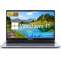 Blackview 15.6" FHD Acebook 6 laptop, AMD Ryzen 3300U notebook, 4x3.5Ghz, 16GB DDR4 + 512GB SSD/1TB, 180° draaibaar, Windows 11, toetsenbordstickers