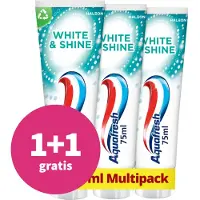 Aquafresh White & Shine - Tandpasta - Whitening - Langdurig Frisse Adem - Sterke Tanden & Gezond Tandvlees - Glanseffect in 7 Dagen - Bevat Fluoride - Frisse Smaak - Voordeelverpakking 3 x 75ml