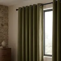 Fresh & Co Gordijnen 100% Verduisterend - Ringen - Olijfgroen 150 x