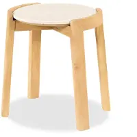 Bommel Wonen Bijzettafel Kiona - rond 40 cm - Mangohout Loom Naturel + Marmer