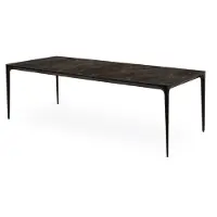 Bommel Wonen Eettafel (200x100cm) Vito - Marmer Donkerbruin & Metaal Zwart