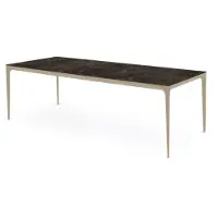 Bommel Wonen Eettafel (200x100cm) Vito - Marmer Donkerbruin & Metaal Taupe