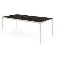 Bommel Wonen Eettafel (160x90cm) Vito - Marmer Antraciet & Metaal Pepper White