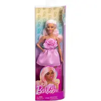 Barbie Pop - Schouderloos roze jurkje - Pop met roze haar - Modepop