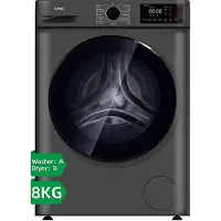 Chiq was-droogcombinatie 8 kg, donkergrijs, counter depth, grote trommel, inverter motor, 1400 RPM, stoomfunctie, energieklasse A/D JW85882HG