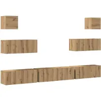 vidaXL 7-delig Tv-meubelset wandmontage bewerkt hout artisanaal eiken