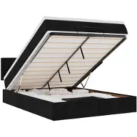 vidaXL Bed poef met matras en LED's stof 140x190 cm zwart