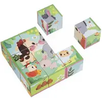 Janod - Kartonnen puzzel - Boerderij dier kubussen