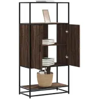 vidaXL Hoge kast 68x35x139 cm bewerkt hout en metaal bruin eikenkleur