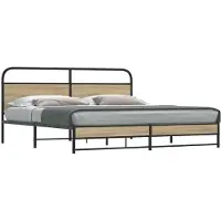 vidaXL Bedframe zonder matras metaal gerookt eikenkleurig 180x200 cm