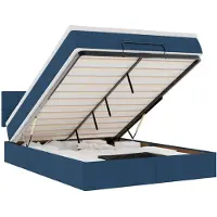 vidaXL Bed poef met matras en LED's stof 140x190 cm blauw