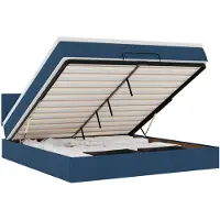 vidaXL Bed poef met matras en LED's 180x200 cm stof blauw