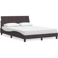vidaXL Bed met matras "Hanko" stof donkerbruin 140x200 cm