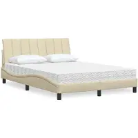 vidaXL Bed met matras "Hanko" stof crèmekleurig 140x190 cm