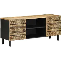 vidaXL Tv-meubel 105x33,5x46 cm massief ruw mangohout zwart