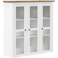 vidaXL Kast met glazen deuren BODO massief grenenhout wit en bruin