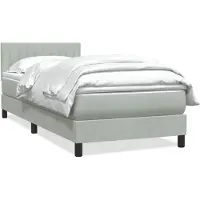 vidaXL Boxspring met matras fluweel lichtgrijs 90x220 cm