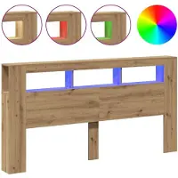 vidaXL Hoofdeinde met LED 200x18,5x103,5 cm hout artisanaal eikenkleur