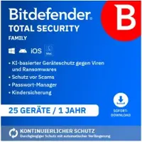 Bitdefender Total Security Family 2026 | 25 Apparaten | 1 Jaar