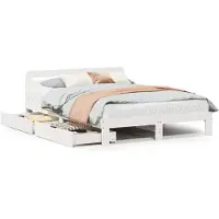 vidaXL Bedframe zonder matras massief grenenhout wit 135x190 cm