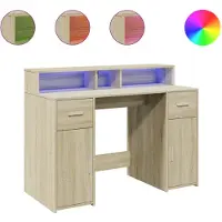 vidaXL LED-bureau, Sonoma-eikenhout, 120x55x91 cm, houtvezel