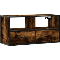 vidaXL Tv-meubel 80x31x39,5cm bewerkt hout metaal gerookt eikenkleurig