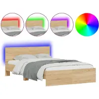 vidaXL Bedframe met hoofdeinde en LED sonoma eikenkleurig 120x190 cm