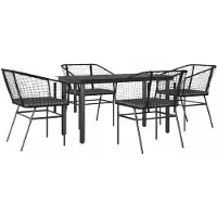 vidaXL 5-delige Tuinset met kussens poly rattan glas zwart