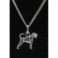 MOOYE ® - Collectie Zilveren Schnauzer dwerg oren ongecoupeerd met staart ketting hanger - klein