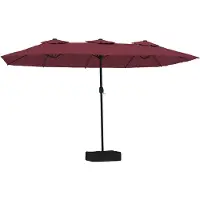 vidaXL Parasol dubbel dak met LED 449x265 cm bordeauxrood
