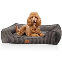 Knuffelwuff orthopedisch hondenbed Sedona van knuffelzachte ribcord XXL Grijs
