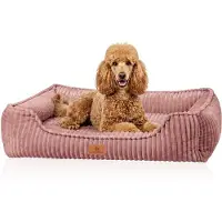 Knuffelwuff orthopedisch hondenbed Sedona van knuffelzachte ribcord XXL Roze