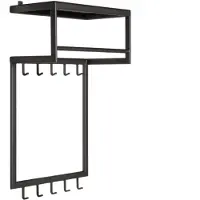 Bommel Wonen Kapstok Klaas - 50 cm - hoedenplank - 10 (2x5) haken - metaal Zwart