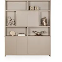 Bommel Wonen Wandkast Monza - 180 cm - Grijsbeige - 6 vakken, 4 deuren