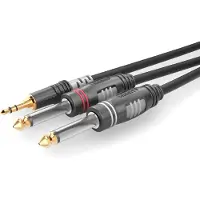 Sommer cable HBA-3S62-0150 Jackplug Audio Aansluitkabel [1x Jackplug male 3,5 mm - 2x Jackplug male 6,3 mm (mono)] 1.50 m Zwart