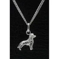 MOOYE ® - Collectie Zilveren Poedel huishond model met staart ketting hanger - klein