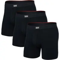 Saxx - Vibe Xtra Boxer Brief Fly 3-Pack - Synthetisch ondergoed L, zwart