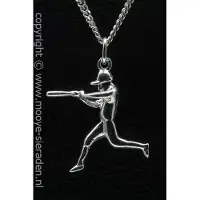 MOOYE ® - Collectie Zilveren Honkbal slagman ketting hanger