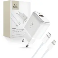 Tech-Protect C20W netadapter met 2 poorten, Pd20W/Qc3.0 + Lightning-kabel, wit