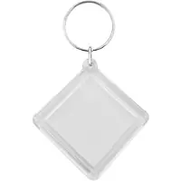 Combicraft Plexiglas sleutelhanger blanco ruit klein 48x48mm - 25 stuks