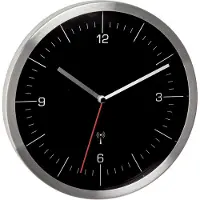 TFA-Dostmann 60.3544.01, Wandklok, Radio-gestuurd, Rond, Roestvrij staal, Roestvrij staal, Glas