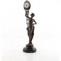 Deco Bronzen beeld - Vrouw - Tafelklok - 38 cm hoog
